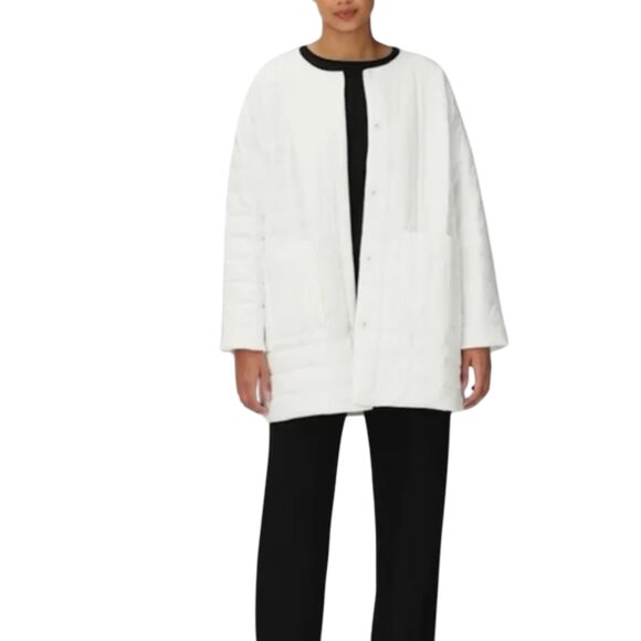 Eileen Fisher white quilted snap front jacket size US M - Picture 1 of 7